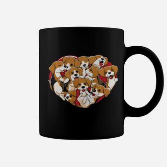 Beagle Heart Shape Dog Lovers Valentines Day Coffee Mug - Monsterry DE