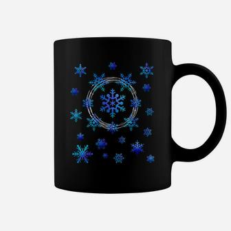 Beautiful Blue Falling Snowflakes Winter Season Snow Lover Coffee Mug | Crazezy