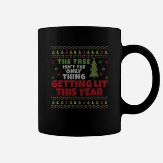 Beer Wine Ugly Christmas Sweatshirt Tree Getting Lit Coffee Mug | Crazezy
