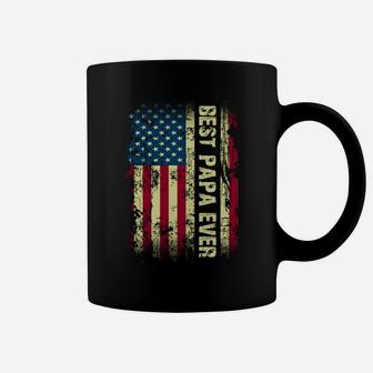 Best Papa Ever Vintage American Flag Gift Fathers Day Tee Sweatshirt Coffee Mug | Crazezy AU