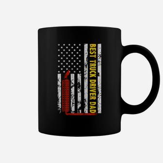 Best Truck Driver Dad Ever Thin Yellow Line American Flag Coffee Mug | Crazezy