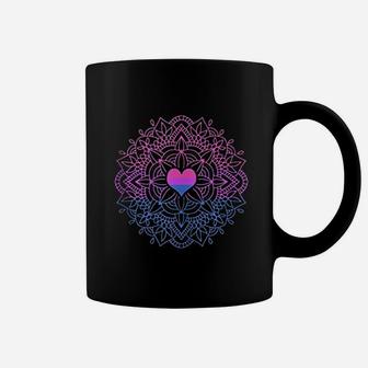 Bi Flag Heart Mandala Coffee Mug | Crazezy