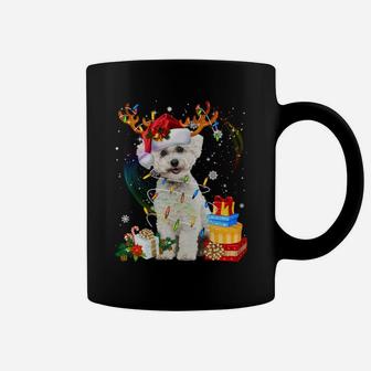 Bichon Frise Reindeer Christmas Lights Funny Dog Xmas Gift Coffee Mug | Crazezy DE