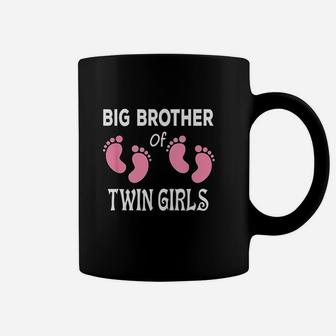 Big Brother Of Twin Girls Sibling Footprints Coffee Mug | Crazezy DE