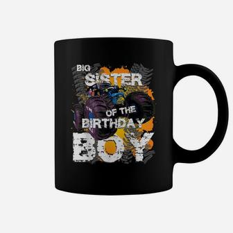 Big Sister Of The Birthday Boy Monster Truck Matching Coffee Mug | Crazezy