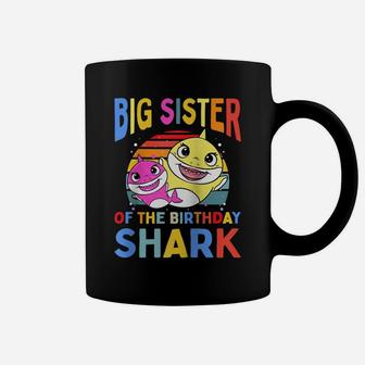 Big Sister Of The Birthday Shark Sis Matching Family Raglan Baseball Tee Coffee Mug | Crazezy