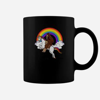 Bigfoot Riding Unicorn Magical Rainbow Funny Coffee Mug - Thegiftio UK