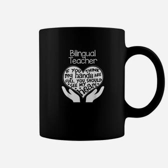 Bilingual Teacher Heart Hands School Team Group Gift Coffee Mug | Crazezy DE