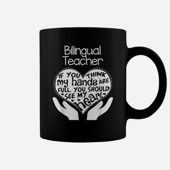 Bilingual Teacher T Shirt Heart Hands School Team Group Gift Coffee Mug | Crazezy UK