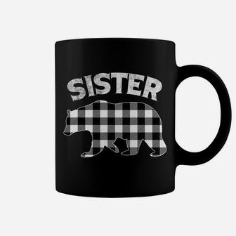 Black And White Buffalo Plaid Sister Bear Christmas Pajama Coffee Mug | Crazezy