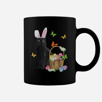 Black Cat Bunny Hat Rabbit Easter Eggs Basket Egg Hunting Coffee Mug | Crazezy DE