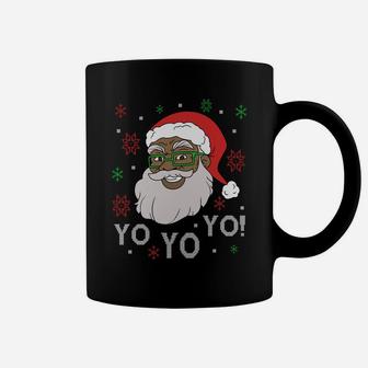 Black Funny Santa Claus Christmas Yo Yo Yo Xmas Costume Sweatshirt Coffee Mug | Crazezy