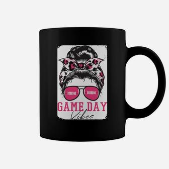 Bleached Game Day Vibes Pink Leopard Messy Bun Football Mom Sweatshirt Coffee Mug | Crazezy UK