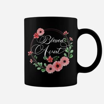 Blessed Aunt Shirt For Women Beautiful Flower Floral Coffee Mug | Crazezy DE