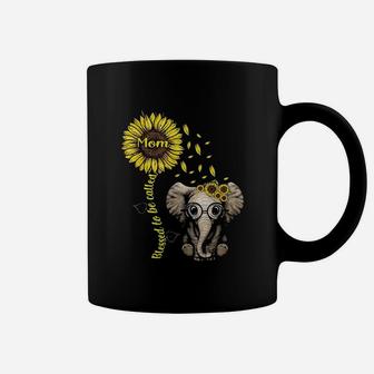Blessed To Be Called Mom Sunflower Elephant Coffee Mug | Crazezy