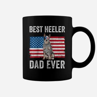 Blue Heeler Dad Australian Cattle Dog Lover American Flag Raglan Baseball Tee Coffee Mug | Crazezy AU