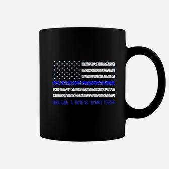 Blue Lives Matter Flag With Blue Line Printed Coffee Mug | Crazezy