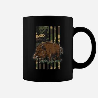 Boar Hunting Camo American Flag Hog Hunter Coffee Mug | Crazezy