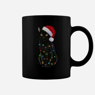 Bombay Cat Christmas Lights Xmas Cat Lover Santa Hat Sweatshirt Coffee Mug | Crazezy