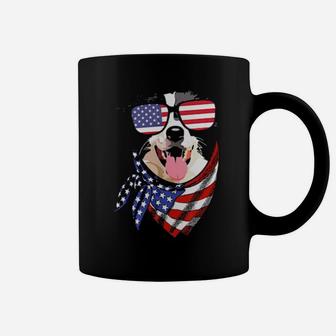 Border Collie 4Th Of July Patriotic American Flag Sunglasses Coffee Mug - Monsterry