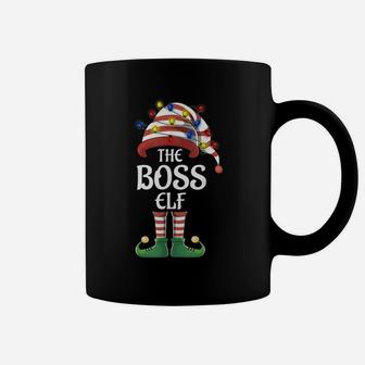 Boss Elf Lights Funny Matching Family Christmas Party Pajama Coffee Mug | Crazezy