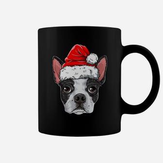 Boston Terrier Christmas Dog Santa Hat Xmas Boys Kids Girls Coffee Mug | Crazezy