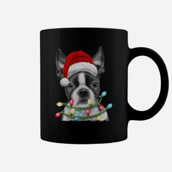 Boston Terrier Santa Christmas Tree Lights Xmas Gifts Boys Coffee Mug | Crazezy CA