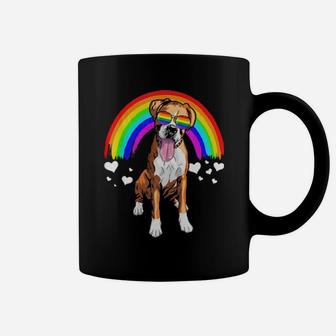 Boxer Dog Rainbow Sunglasses Gay Pride Lgbt Coffee Mug - Monsterry