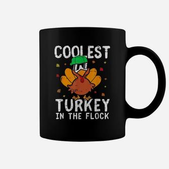 Boys Kids Thanksgiving Day Funny Coolest Turkey In The Flock Coffee Mug | Crazezy DE