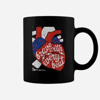 Brave With Every Beat Chd Awareness Happy Gift Sweatshirt Coffee Mug | Crazezy CA