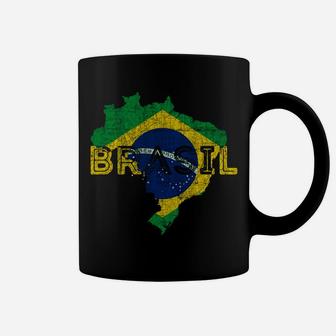 Brazilian Map And Flag Souvenir - Distressed Brazil Coffee Mug | Crazezy