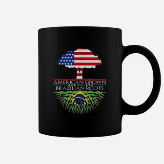 Brazilian Roots American Grown Tree Flag Coffee Mug | Crazezy