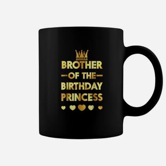 Brother Of The Birthday Princess Gold Matching Family Coffee Mug | Crazezy DE