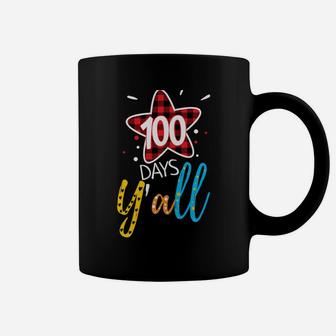 Buffalo Plaid 100 Days Y'all Funny 100Th Day Of School Coffee Mug | Crazezy CA