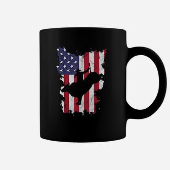 Bull Riding Rodeo Cowboy Usa Flag 4Th Of July Us America Coffee Mug | Crazezy