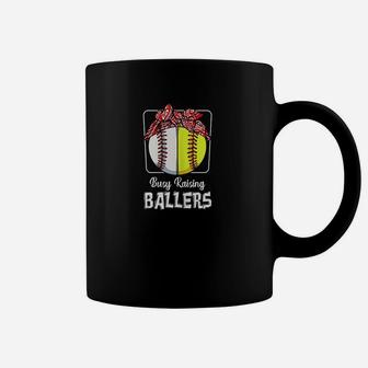 Busy Raising Ballers Softball Funny Baseball Mom Sport Coffee Mug | Crazezy