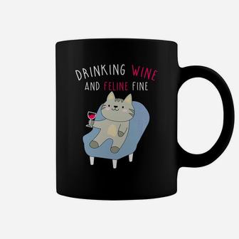 Ca Drinking Wine And Feline Fine Wine Coffee Mug - Thegiftio UK