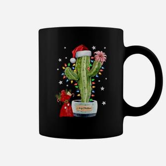 Cactus Christmas Sweater Lights Santa Gifts Xmas Plant Lover Sweatshirt Coffee Mug | Crazezy DE