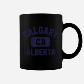 Calgary Ca Gym Style Distressed Navy Blue Print Coffee Mug | Crazezy CA