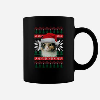Calico Cat Ugly Christmas Sweater Style Santa Hat Kitty Mom Sweatshirt Coffee Mug | Crazezy DE