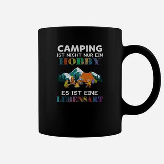 Camping-Lebensart Tassen, Schwarzes mit Zeltdruck & Spruch - Seseable