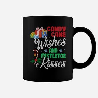 Candy Cane Wishes Mistletoe Kisses - Funny Christmas Sweatshirt Coffee Mug | Crazezy