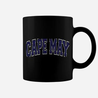 Cape May Varsity Style Navy Blue Text Coffee Mug | Crazezy CA