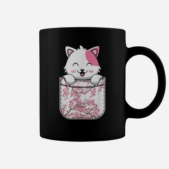 Cat Anime Kawaii Neko Cherry Blossom Sakura Flower Pocket Coffee Mug | Crazezy AU