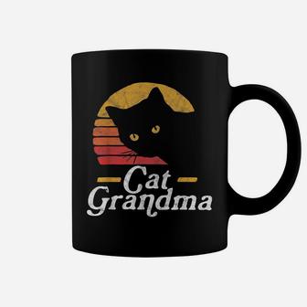Cat Grandma Vintage Eighties Style Sun Cat Retro Distressed Coffee Mug | Crazezy
