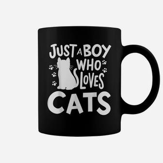 Cat Just A Boy Who Loves Cats Gift For Cat Lovers Coffee Mug | Crazezy