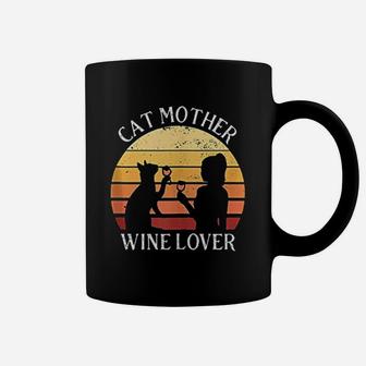 Cat Mother Wine Lover Vintage Coffee Mug | Crazezy