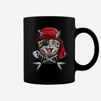 Cat Pirate Jolly Roger Flag Skull And Crossbones Tee Coffee Mug - Thegiftio UK