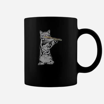 Cat Playing Flute Cool Musician Marching Band Coffee Mug | Crazezy
