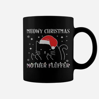 Cat Santa Hat Meowy Catmas Mother Fluffer Coffee Mug - Monsterry UK